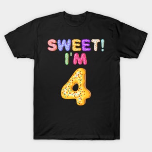 Kids 2015 4th Birthday Sweet I'm 4 Donut Gift T-Shirt